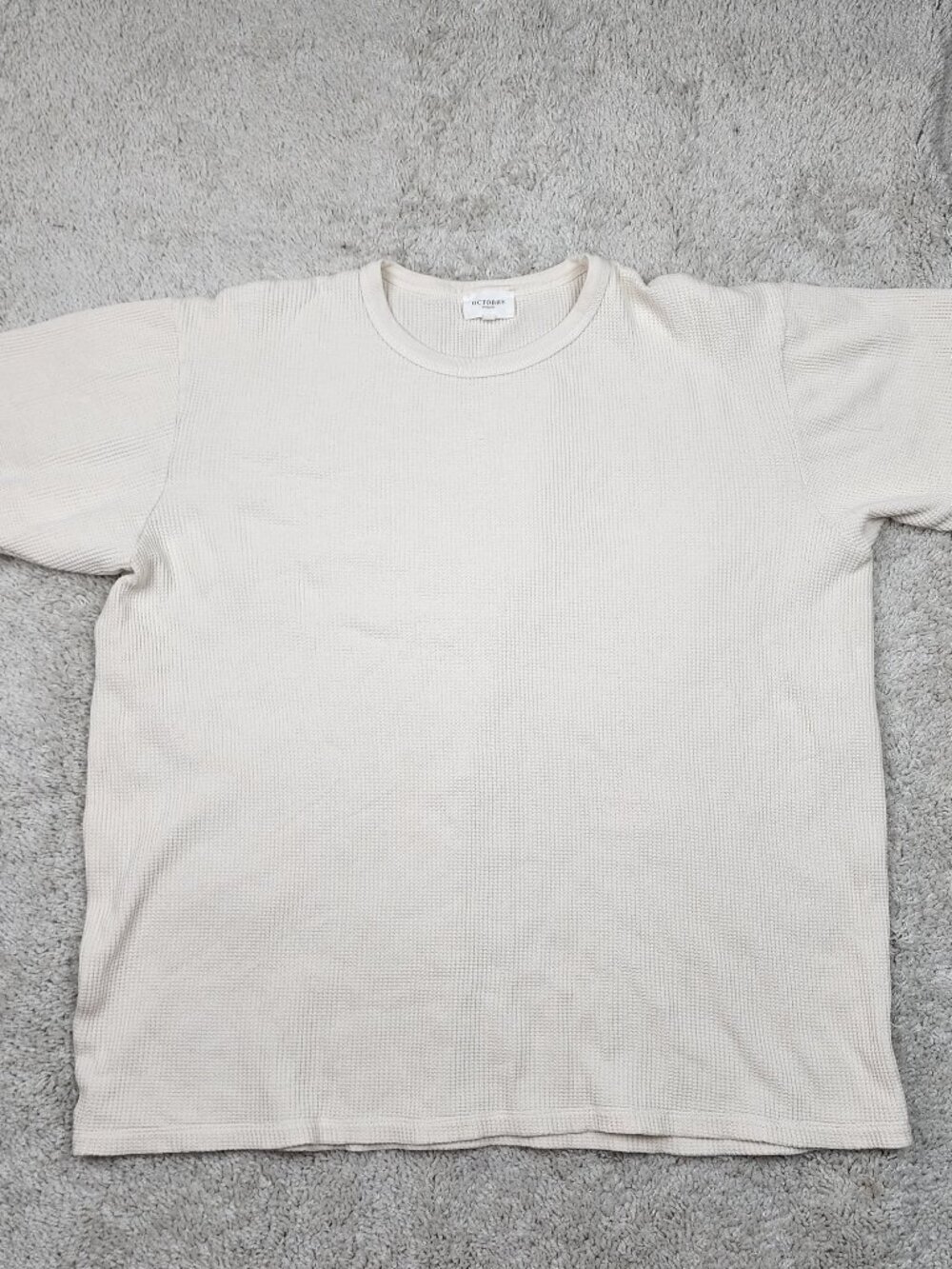 Octobre Editions Mens Cream T Shirt Size XL Waffle Knit Cotton White Casual USA